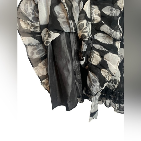 Tripp NYC Skull Grunge V Neck Black Gothic Lolita Baby Doll Dress Small - Picture 12 of 14